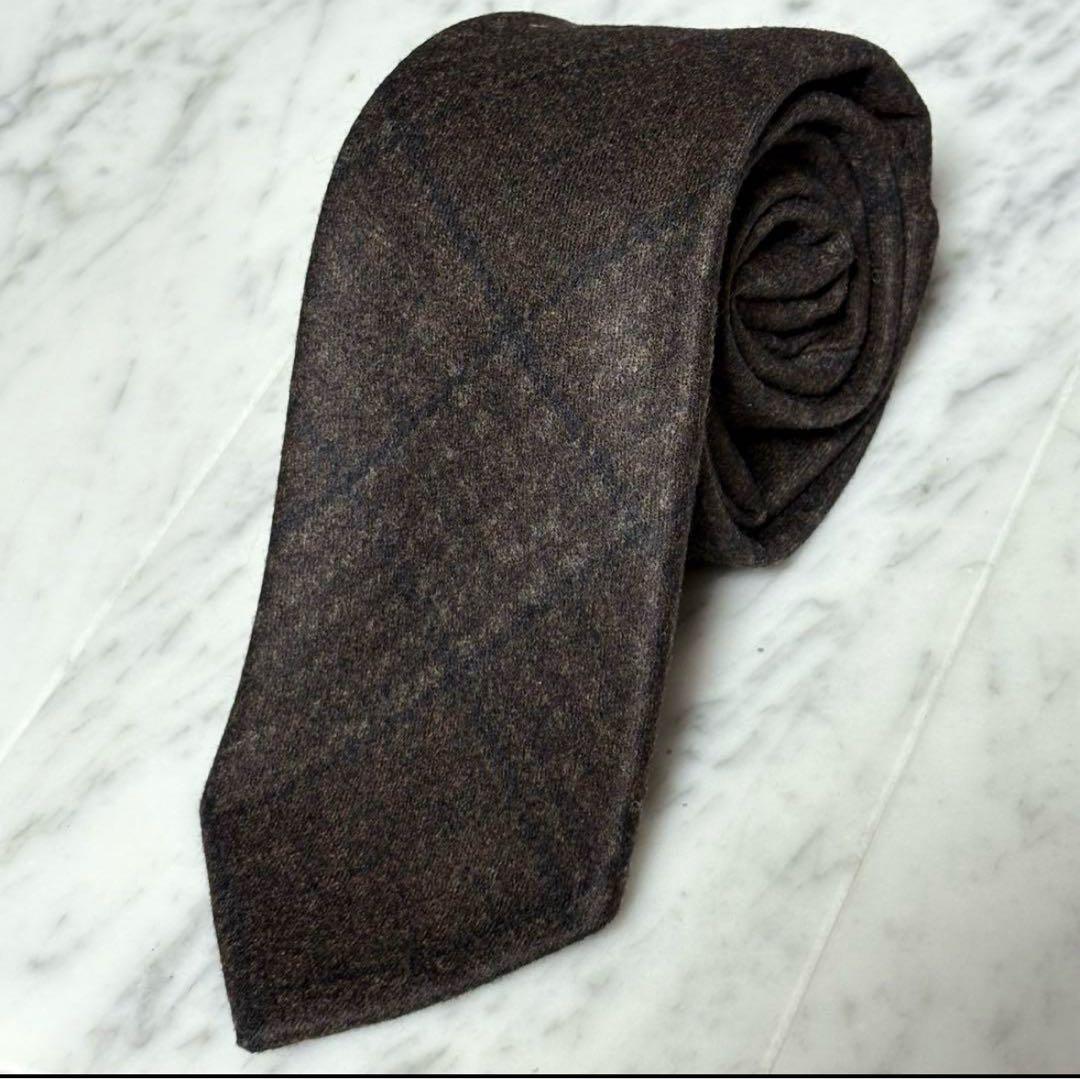 LUIGI BORRELLI ボレッリ ネクタイ ダークブラウン チェック柄