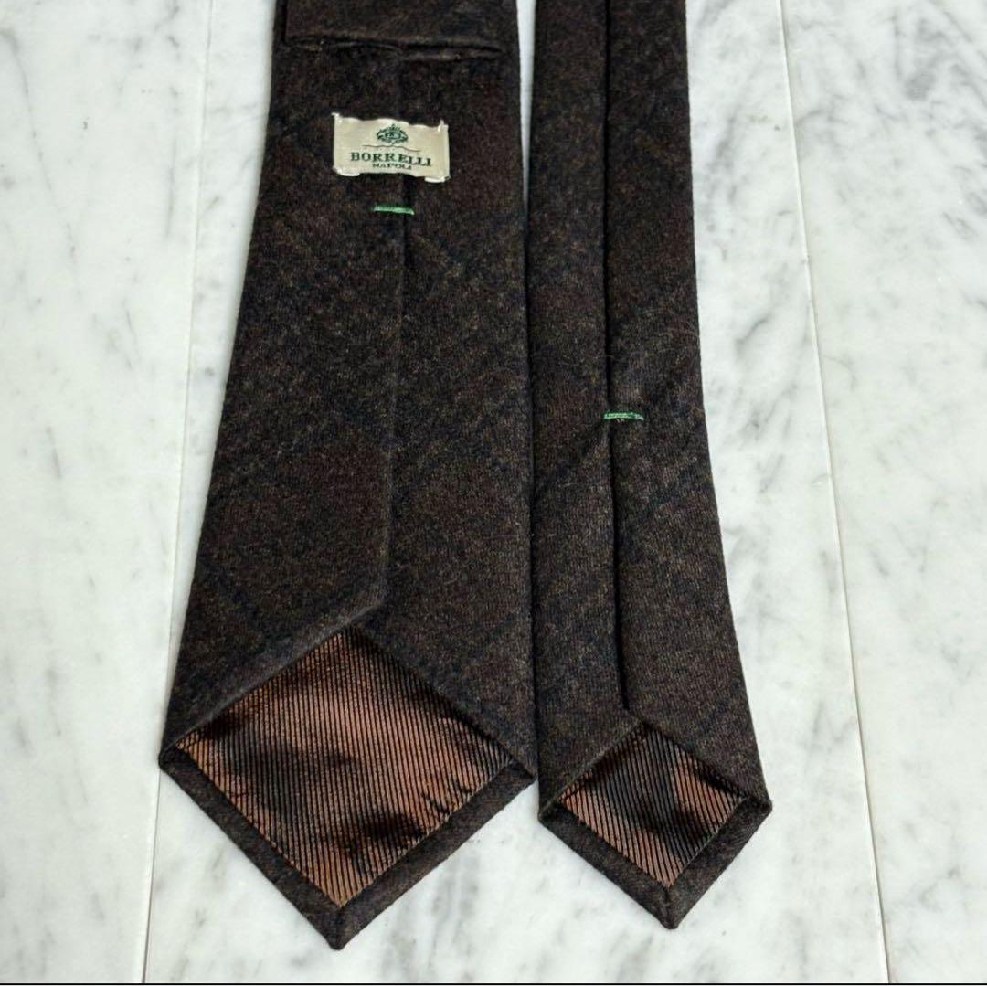 LUIGI BORRELLI ボレッリ ネクタイ ダークブラウン チェック柄