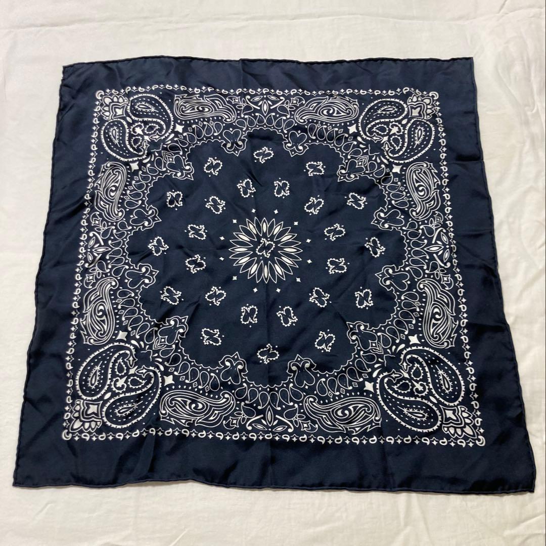 manipuri ネイビー バンダナ柄スカーフ