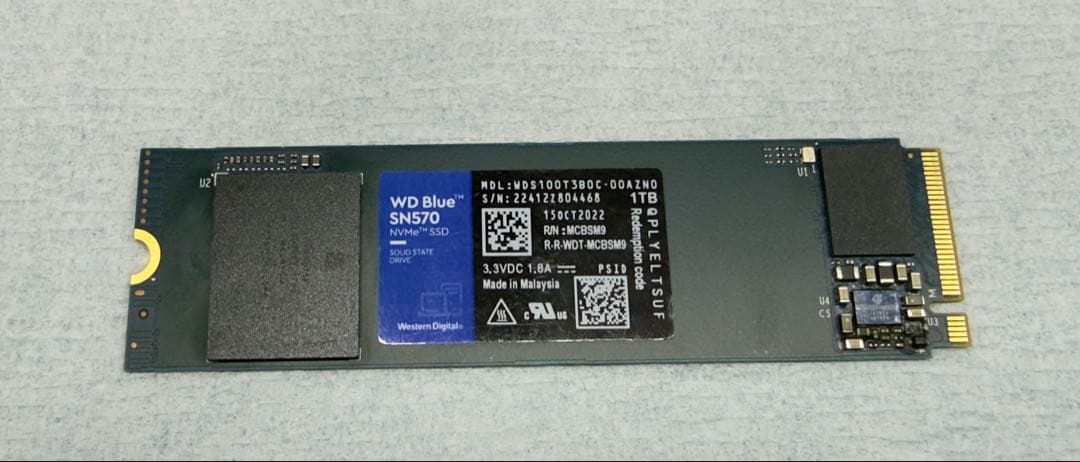 WD Blue SN570 1TB NVMe SSD M.2 2280 動作良好