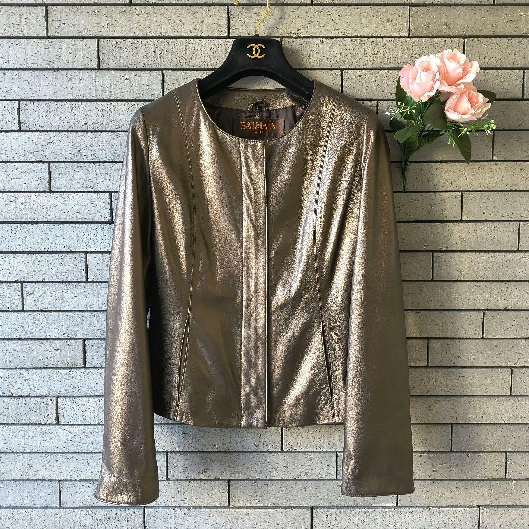 ❤もも【ピエールバルマン】✨美品　レザージャケット　羊革　茶系　9号