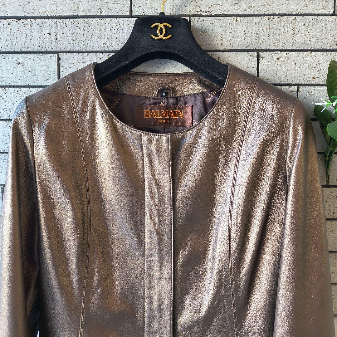 ❤もも【ピエールバルマン】✨美品　レザージャケット　羊革　茶系　9号