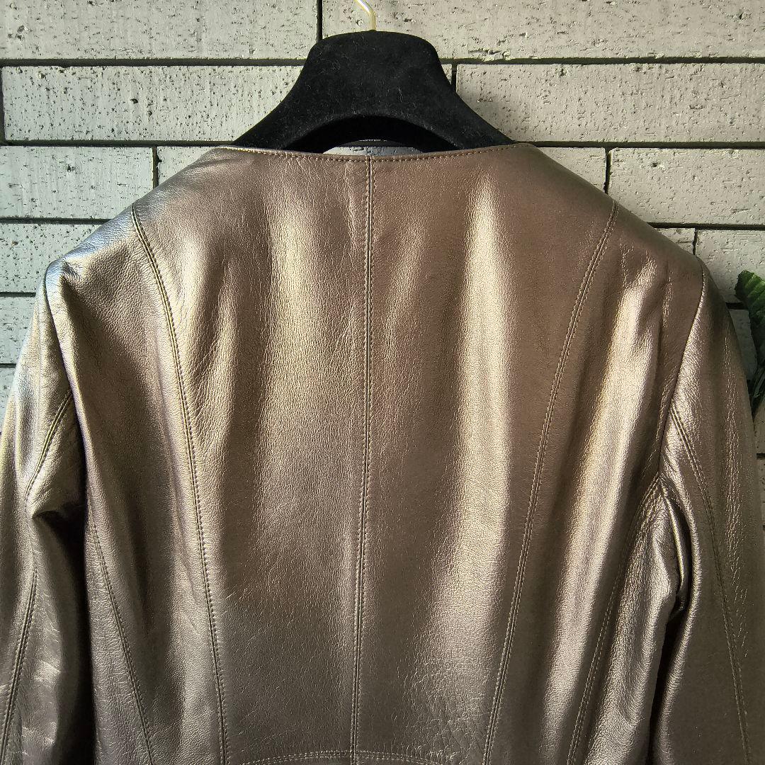 ❤もも【ピエールバルマン】✨美品　レザージャケット　羊革　茶系　9号