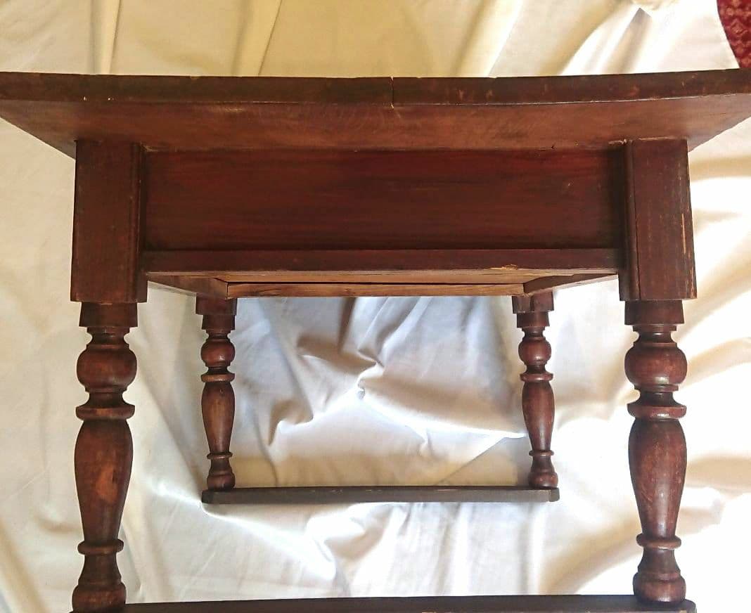 【昭和レトロ】木製文机 ダークブラウン 引き出し２つ アンティーク