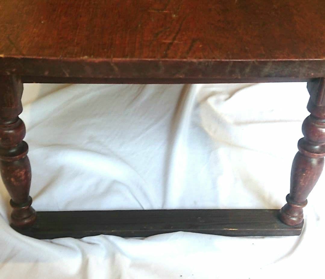 【昭和レトロ】木製文机 ダークブラウン 引き出し２つ アンティーク