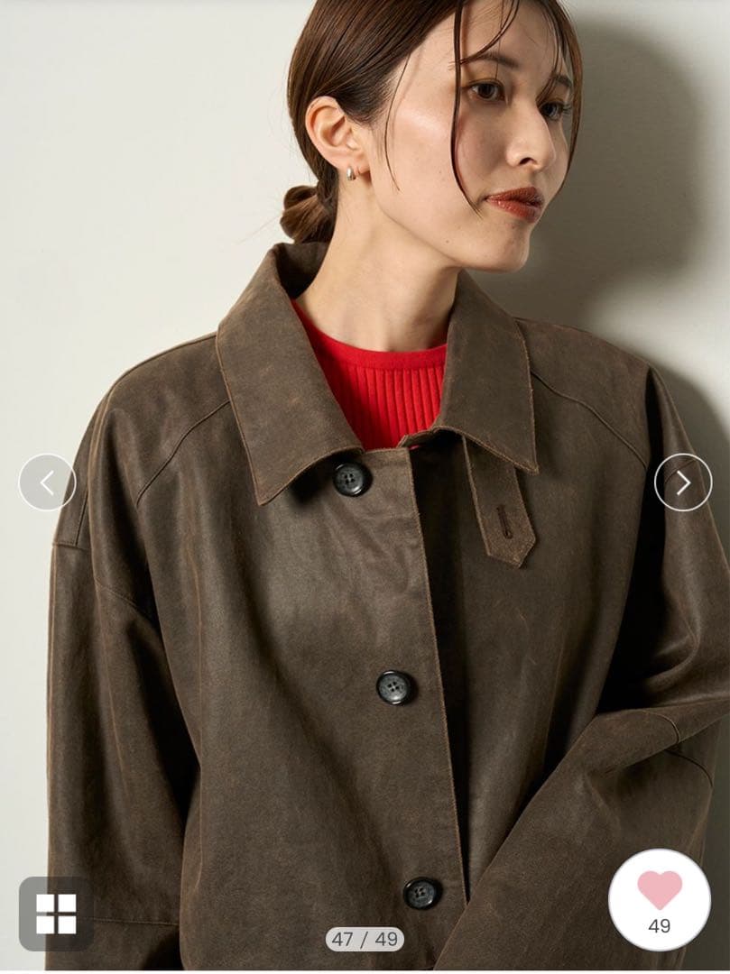 ミースロエ　フェイクレザーカバーオールジャケット　ブラウン