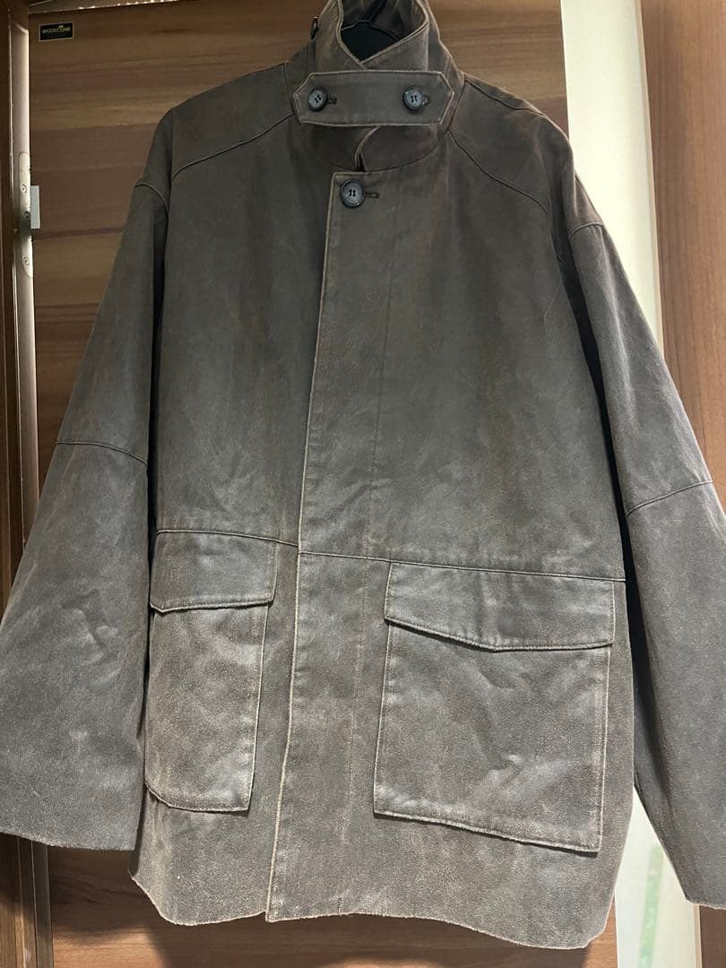 ミースロエ　フェイクレザーカバーオールジャケット　ブラウン