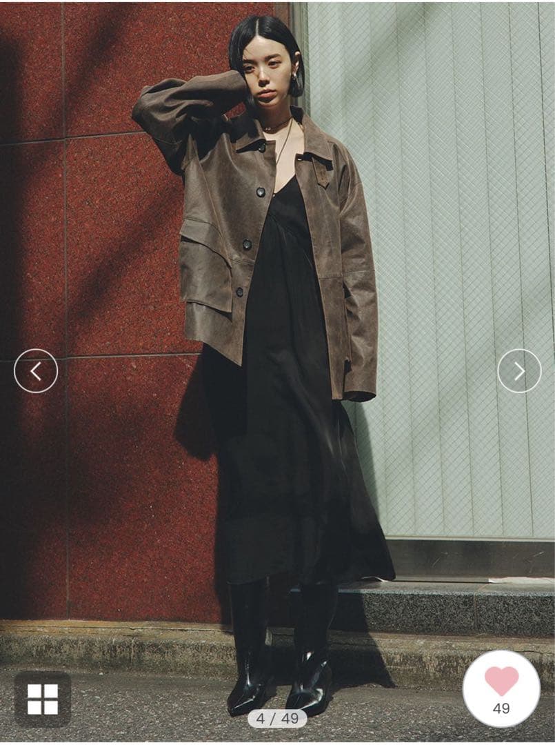 ミースロエ　フェイクレザーカバーオールジャケット　ブラウン