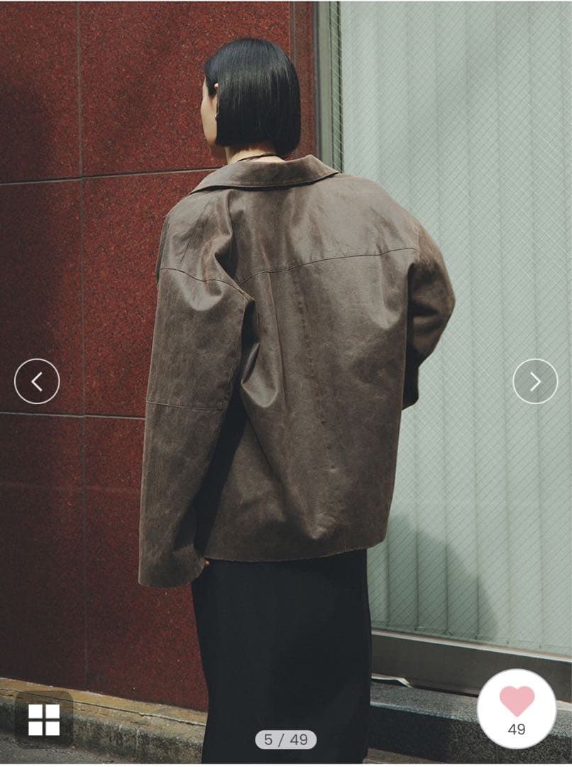 ミースロエ　フェイクレザーカバーオールジャケット　ブラウン