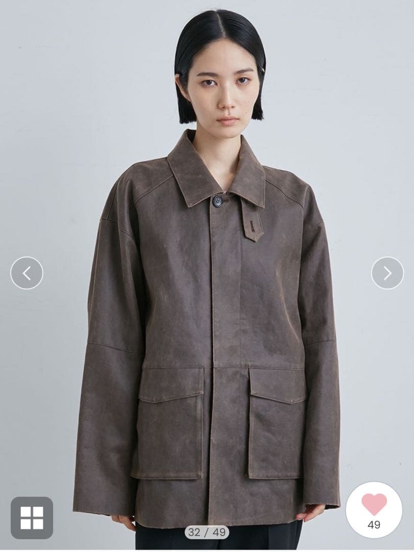 ミースロエ　フェイクレザーカバーオールジャケット　ブラウン