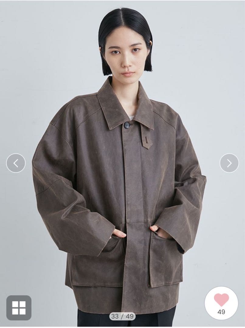 ミースロエ　フェイクレザーカバーオールジャケット　ブラウン