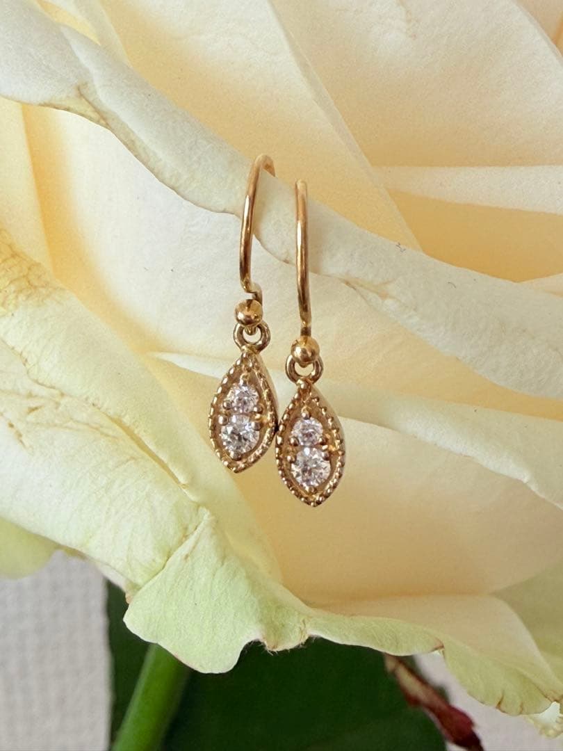 ete K18 S925 ミルグレイン　ピアス