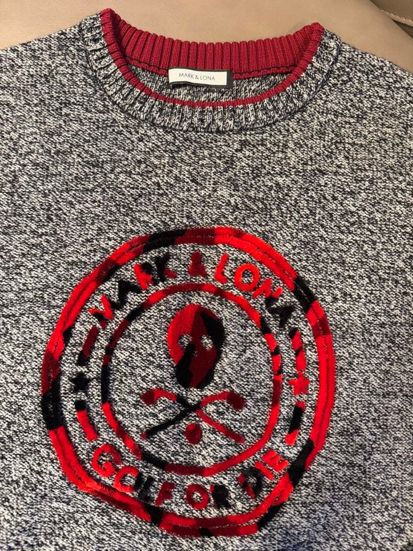 マーク&ロナ Lサイズ セーター グレー/レッド