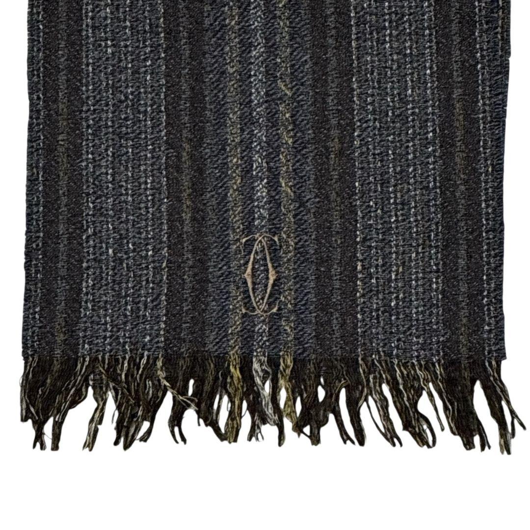 【美品】Cartie カルティエ シルク混 大幅ストール スコットランド製