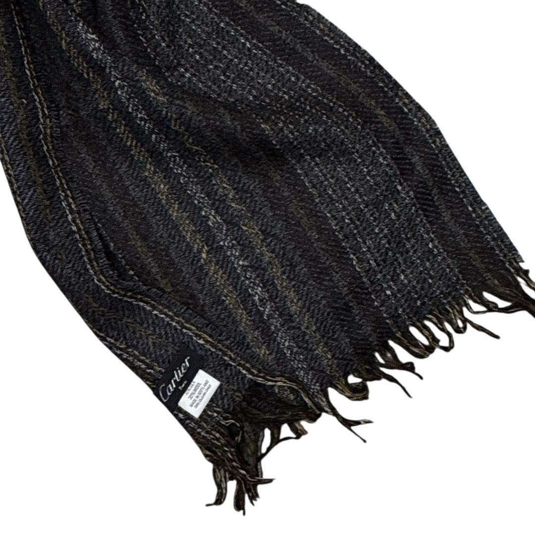 【美品】Cartie カルティエ シルク混 大幅ストール スコットランド製