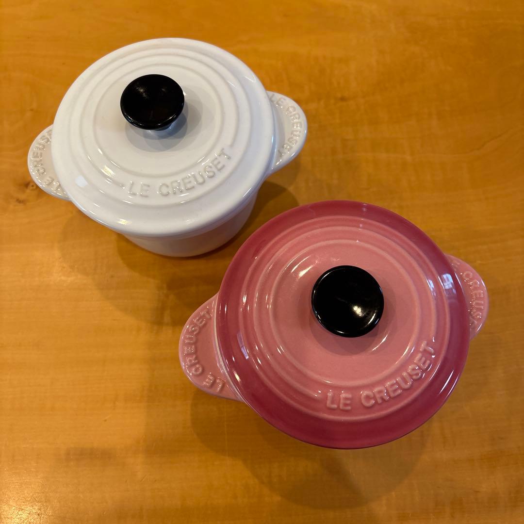 LE CREUSET 小型スープカップ ホワイト ピンク
