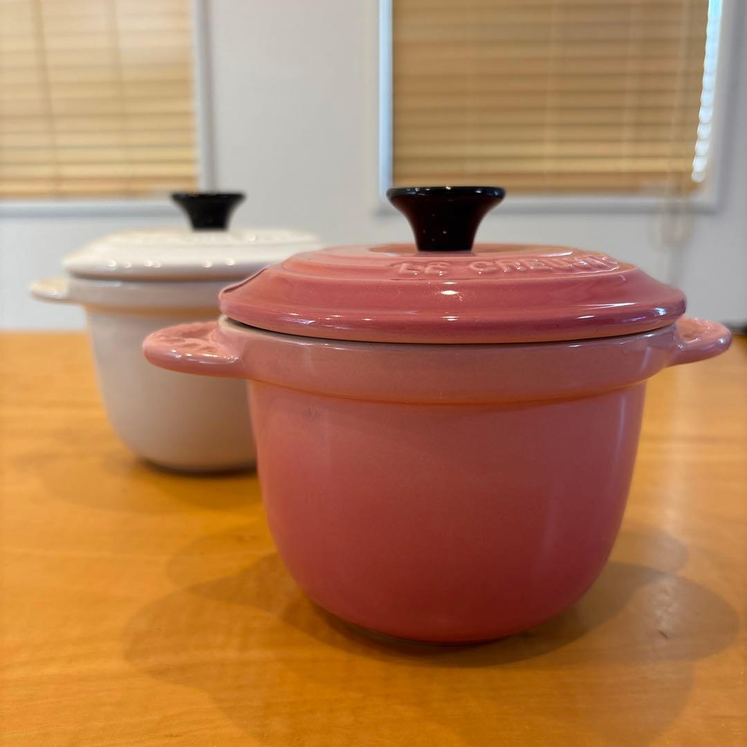 LE CREUSET 小型スープカップ ホワイト ピンク