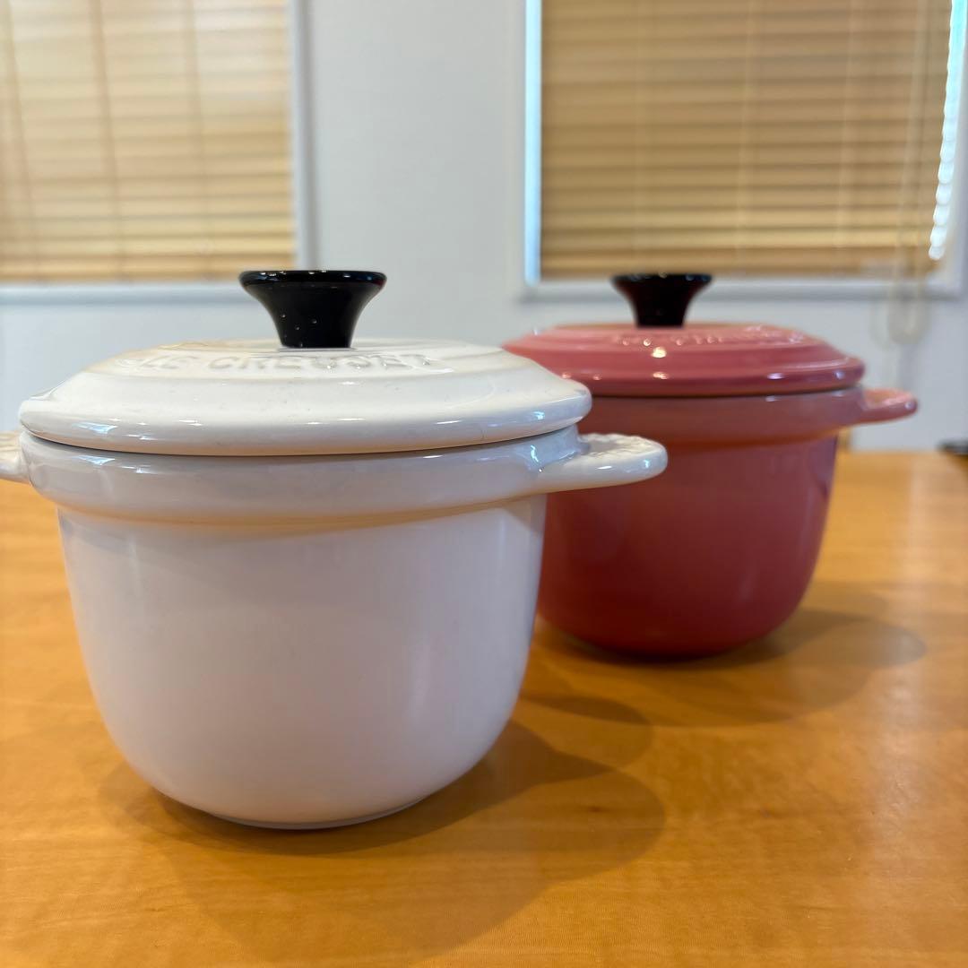 LE CREUSET 小型スープカップ ホワイト ピンク