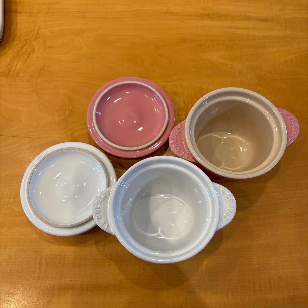 LE CREUSET 小型スープカップ ホワイト ピンク