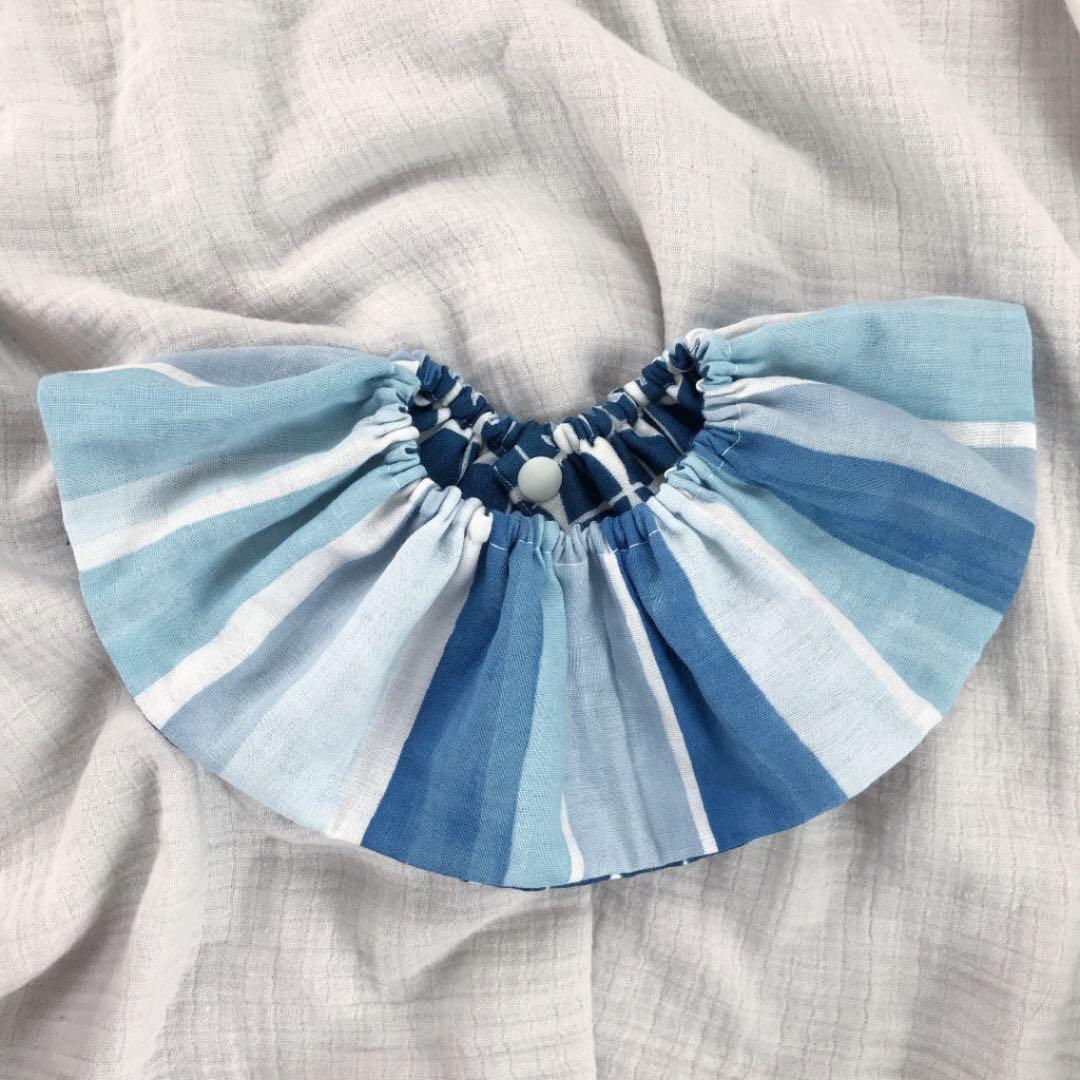 ★青マーカーたて×ブルータイル★ ハンドメイド　リバーシブル　スタイ　男の子