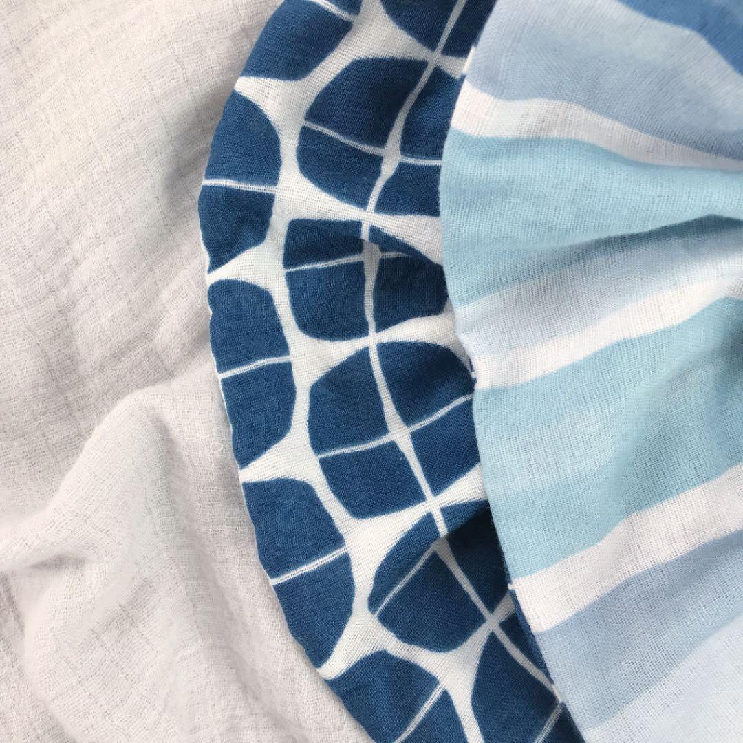 ★青マーカーたて×ブルータイル★ ハンドメイド　リバーシブル　スタイ　男の子