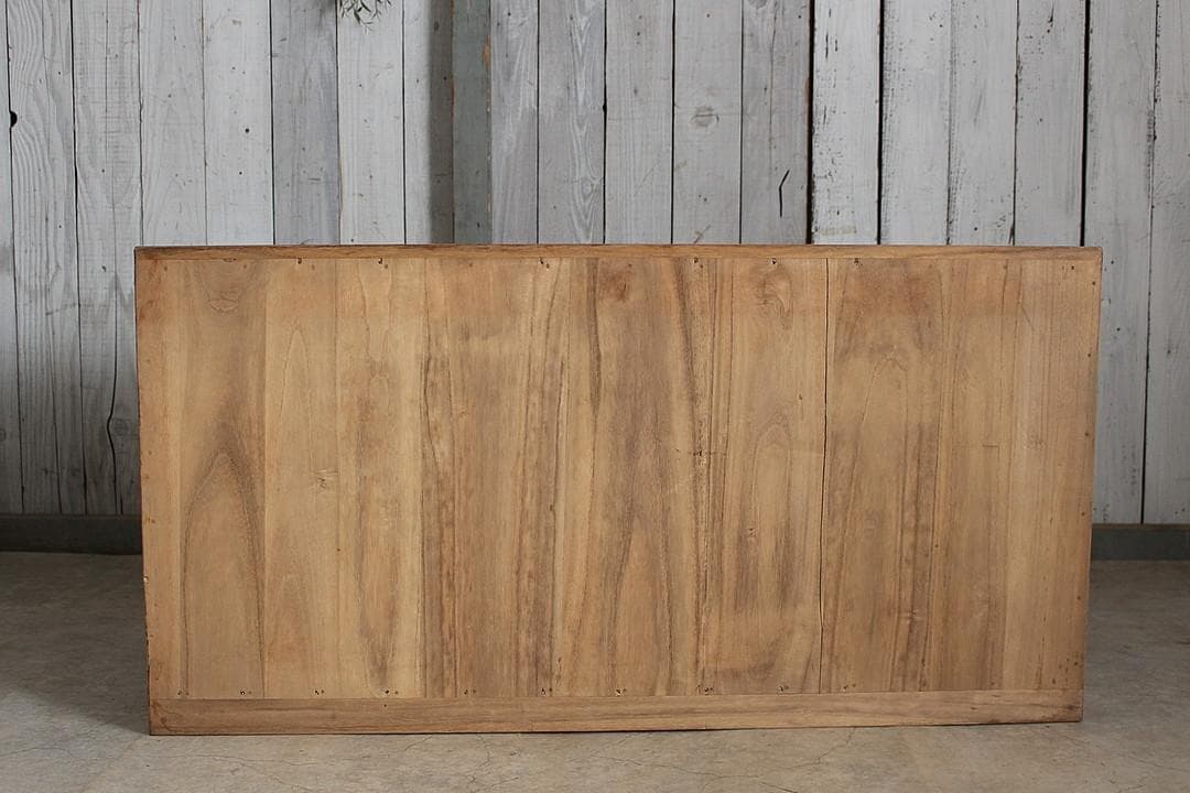 古いガラス戸棚×木製小引き出し3杯　ローチェスト　ローボード　古家具