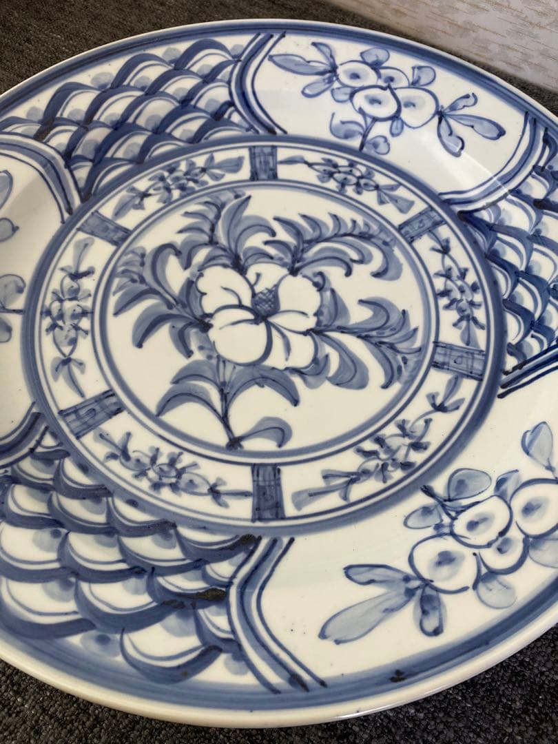 砥部焼　梅山窯　飾り皿　大皿　染付