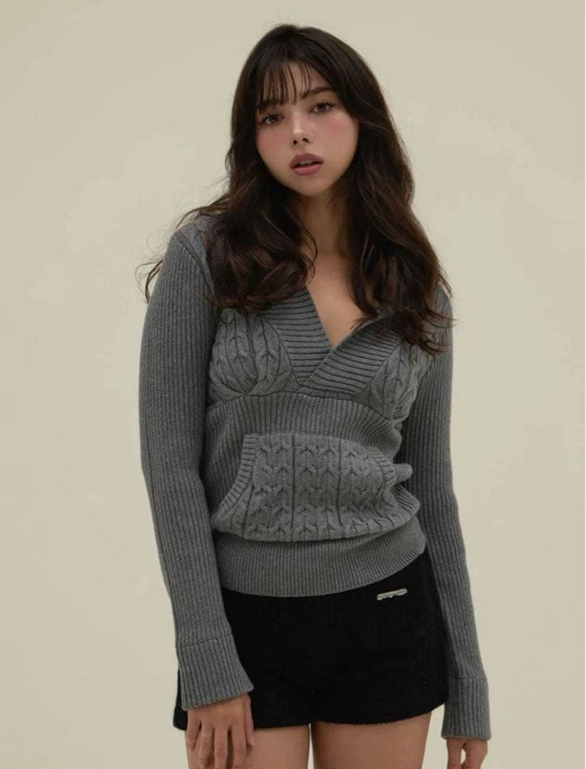 andmary Taylor hoodie knit tops グレー