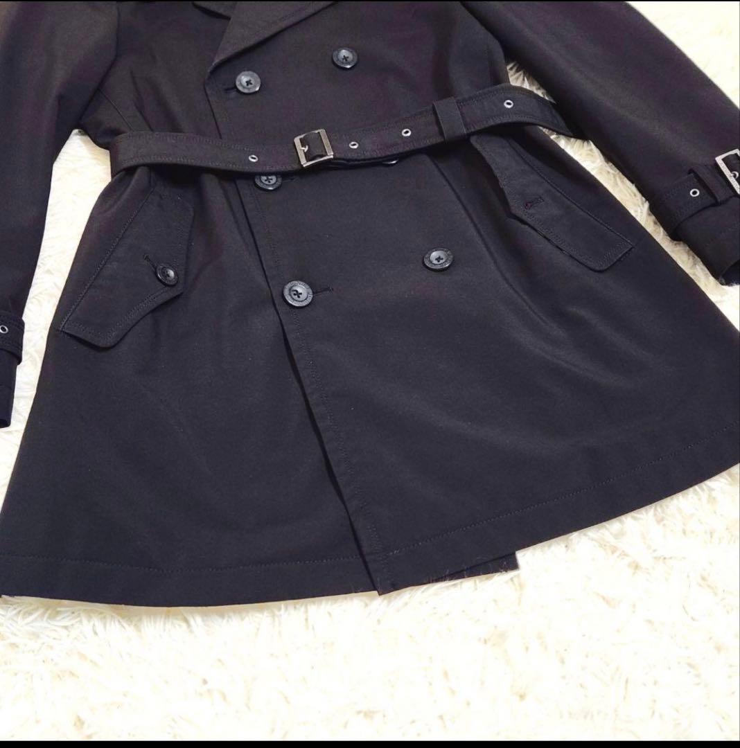 バーバリーブラックレーベル ダブル トレンチコート ノバチェック ブラック