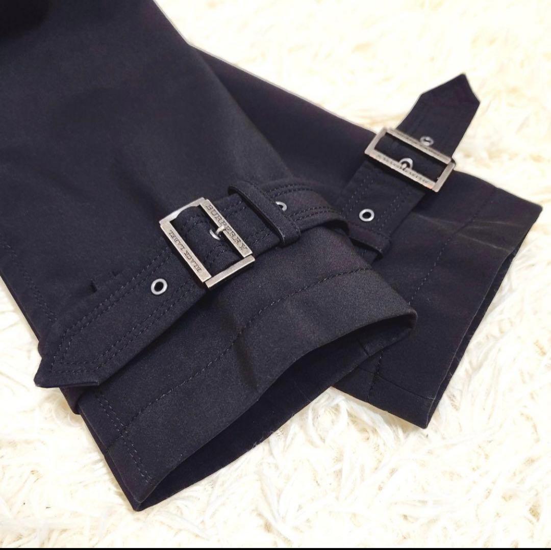 バーバリーブラックレーベル ダブル トレンチコート ノバチェック ブラック