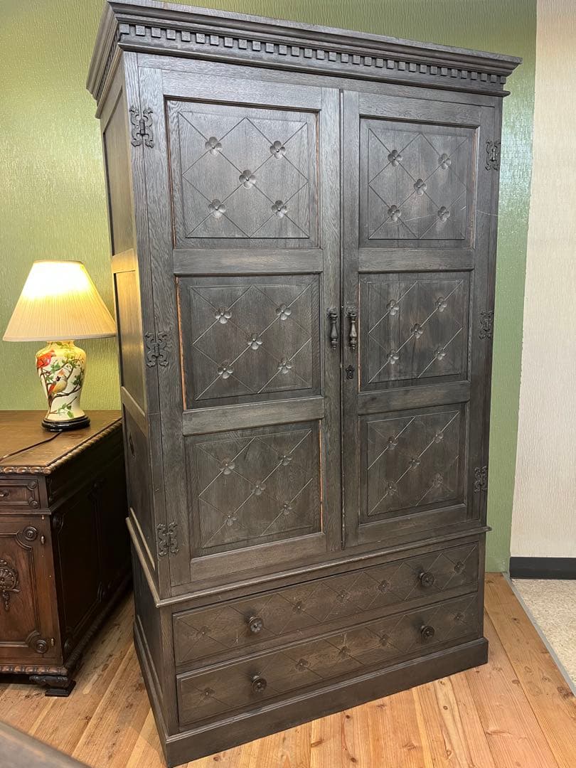 アンティーク ワードローブ クローゼット 木彫インテリア 大正ロマン ビンテージ