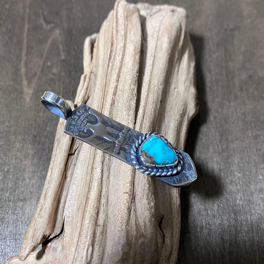 ロイストン　ターコイズ　ヴィンテージ　フェザー　シルバー　ネックレス