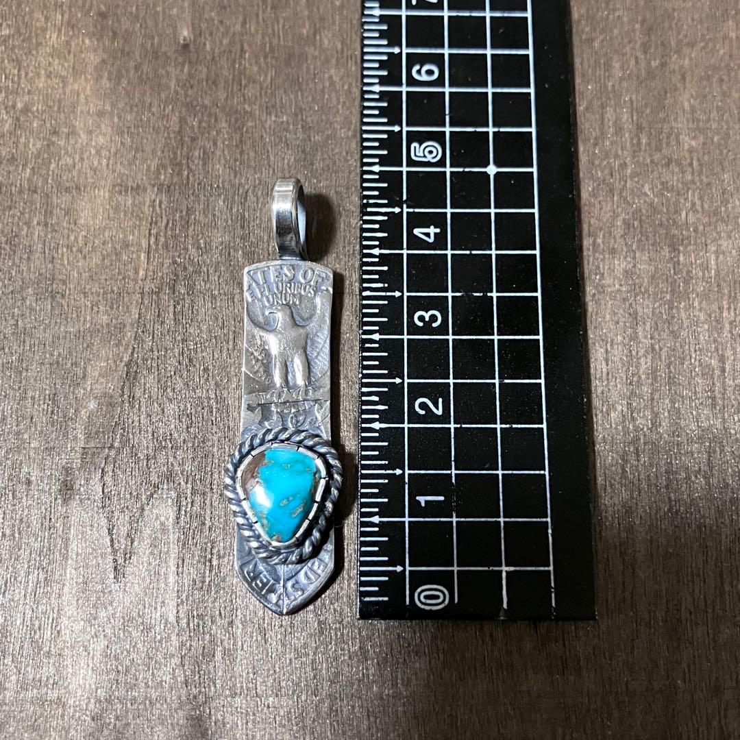 ロイストン　ターコイズ　ヴィンテージ　フェザー　シルバー　ネックレス