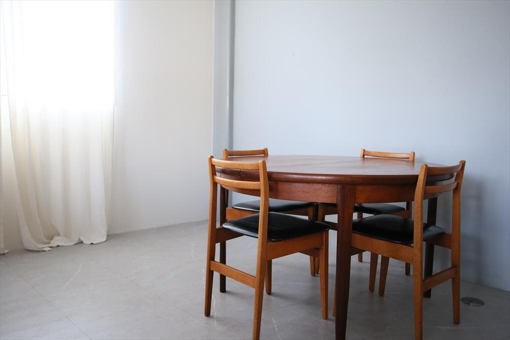 英国ヴィンテージチーク古木ダイニングチェア/椅子イス/モダン(92-183-3)