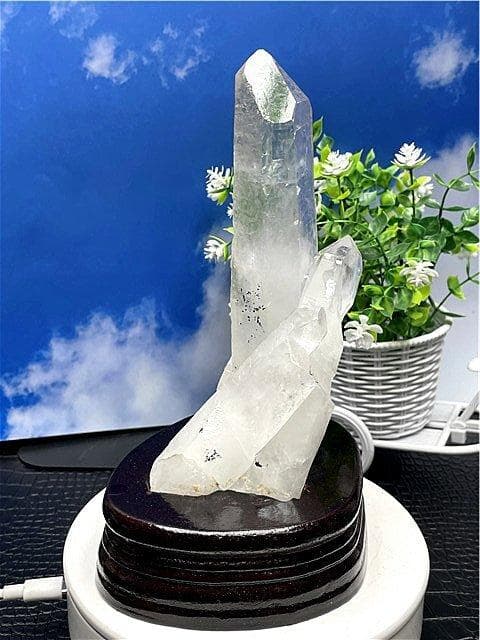 ◆超強いパワー(藍針入り)天然水晶クラスターB88B6/202B76A