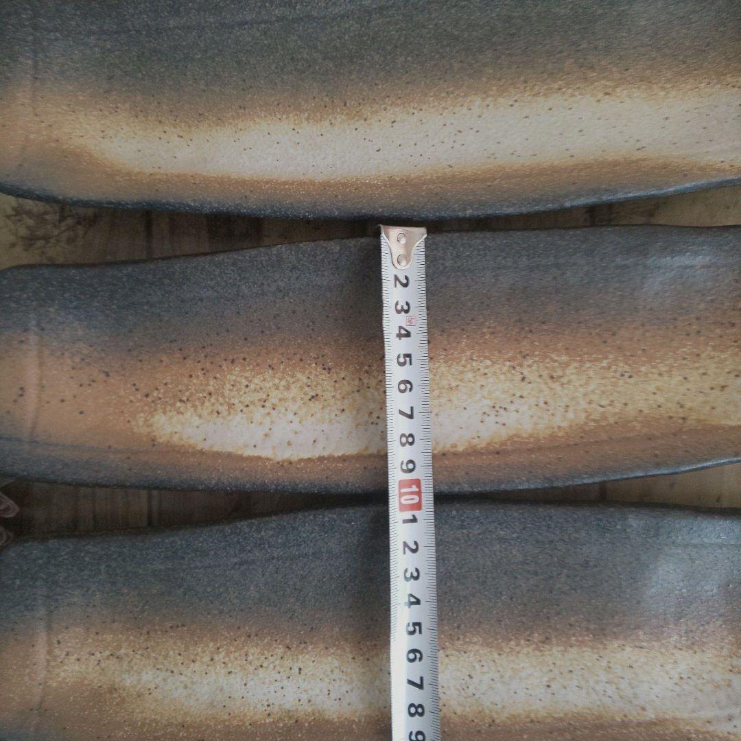 和食器 黒備前 民窯 刺身鉢 長皿 魚皿 変形皿 脚付 ６枚②