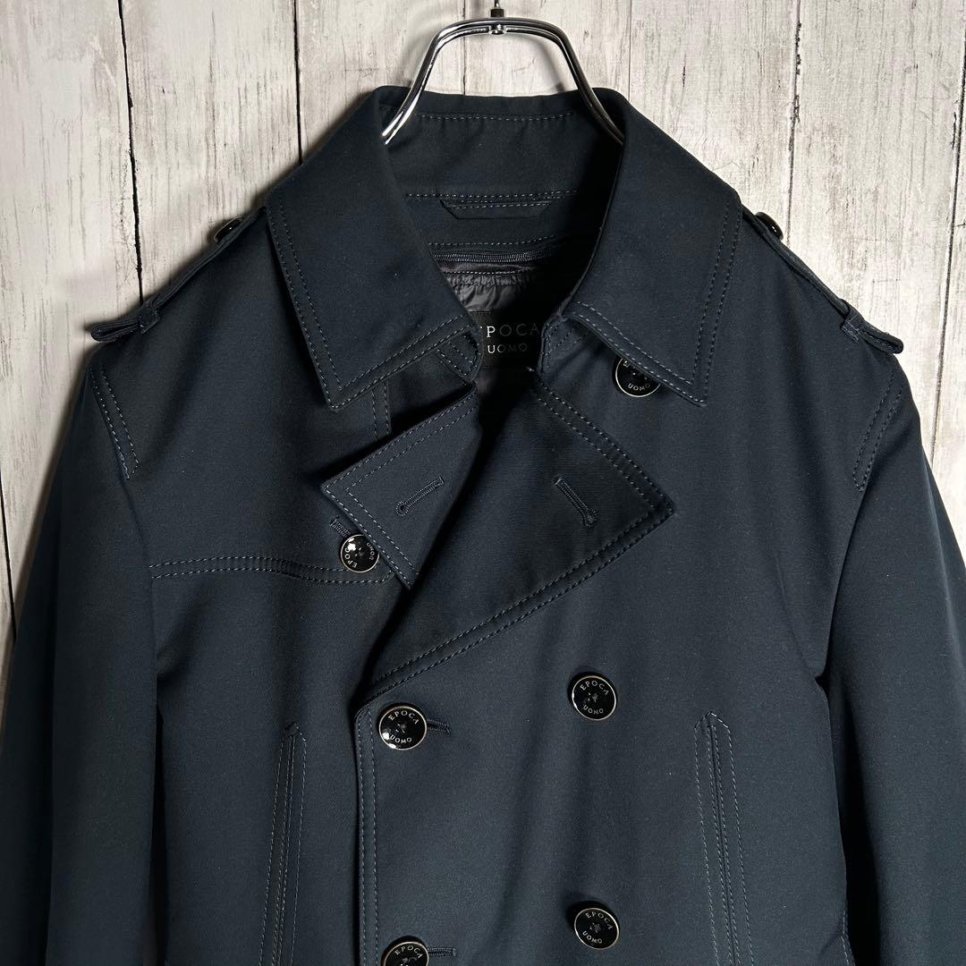 エポカウォモ トレンチコート ダブルブレスト ネイビー【M】ライナー付 三陽商会