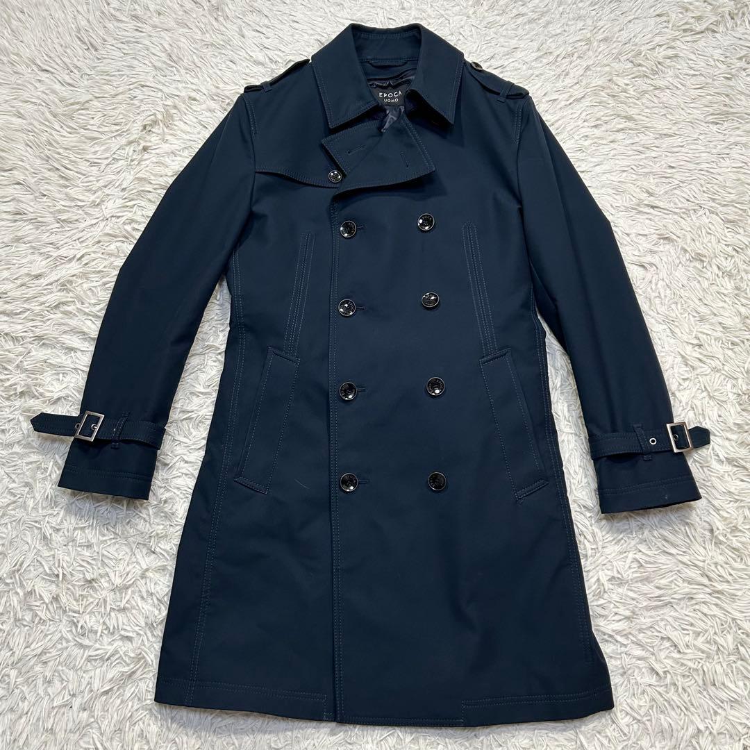 エポカウォモ トレンチコート ダブルブレスト ネイビー【M】ライナー付 三陽商会
