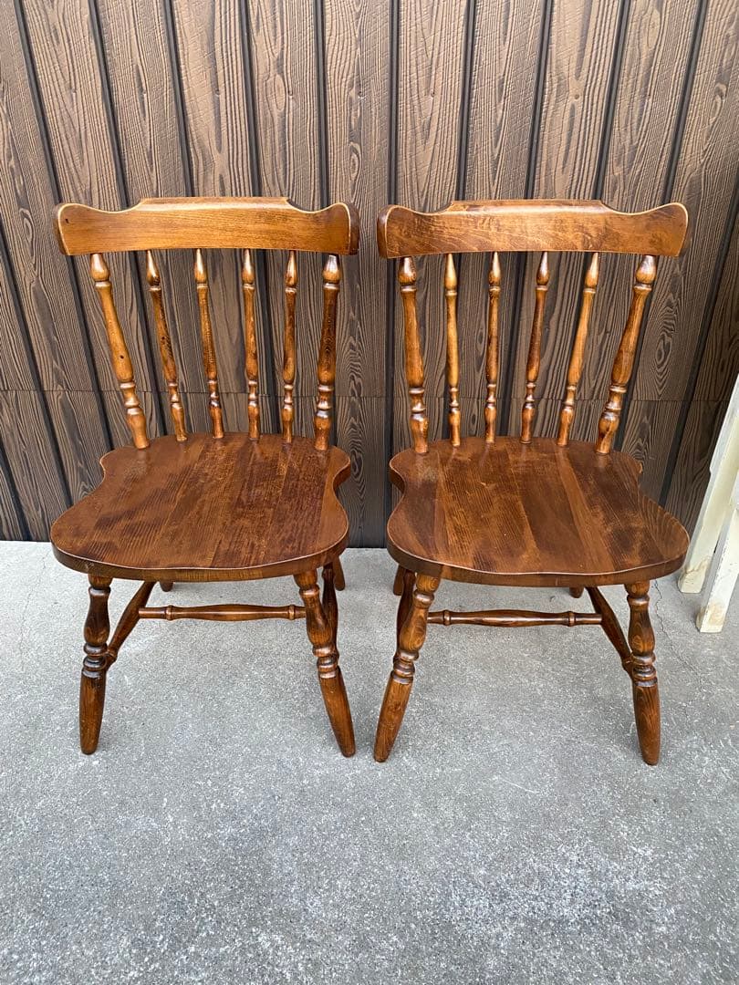 木製　ダイニングチェア　カシワ　飛騨家具　ウィンザーチェア　ヴィンテージ