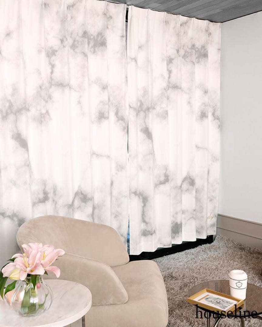 大理石 マーブル カーテン 刺繍