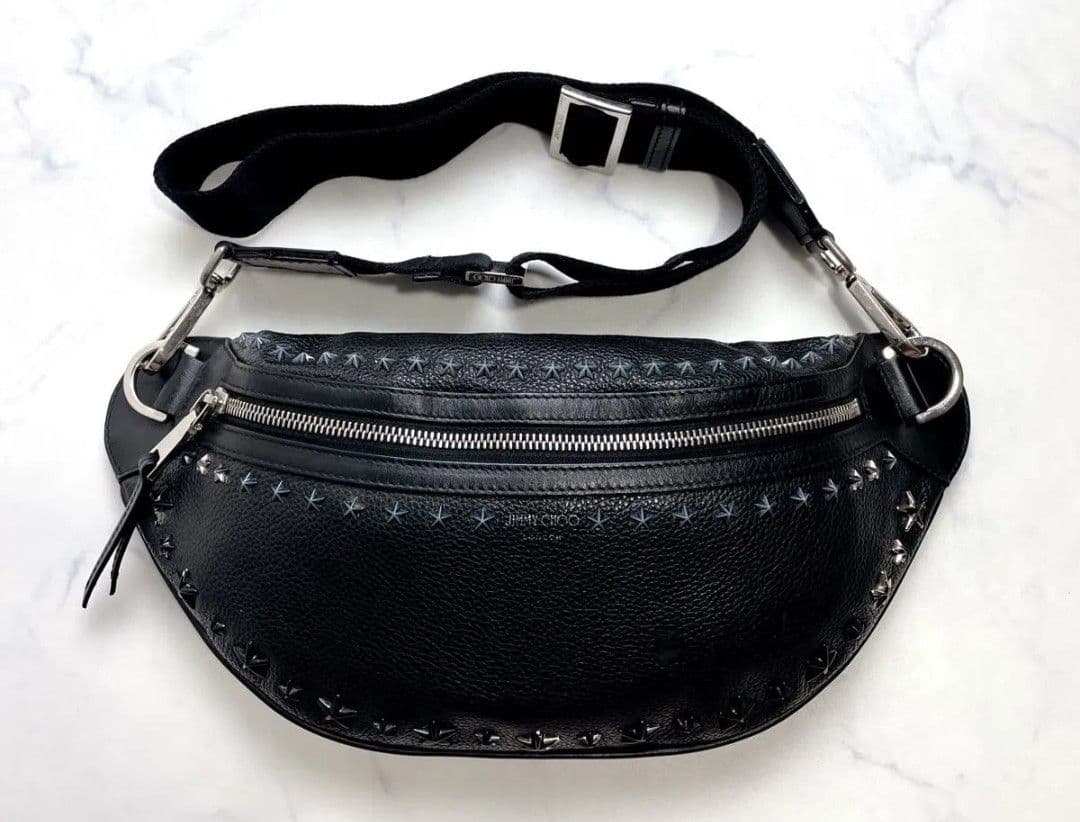 JIMMY CHOO ボディバッグ ヨークスタッズ ブラックユニセックス希少