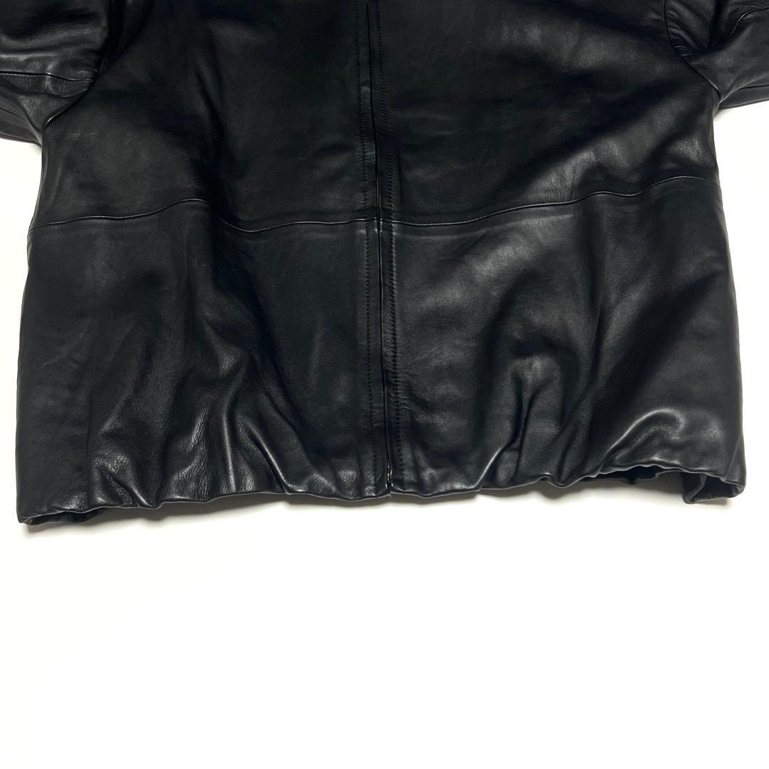 【美品】ビアズリー　BEARDSLEY　ラムレザージャケット　ノーカラー　黒　F