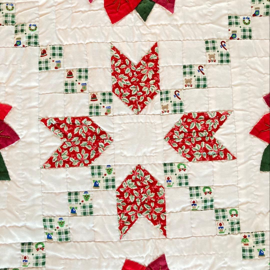 パッチワーク　タペストリー　クリスマス　ポインセチア　ハンドメイド