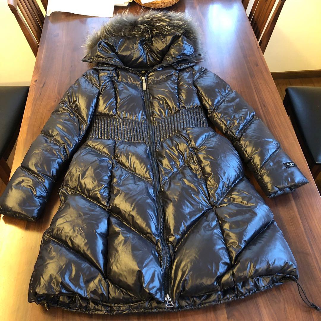 ちこタトラス　ロングダウンコート　ラクーンファー　ブラック　L