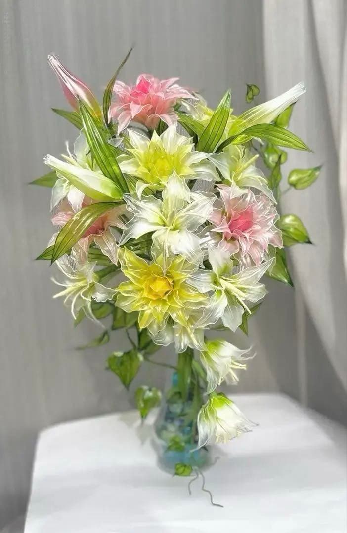 アメリカンフラワー　ディップフラワー　NO.170（八重咲百合・百合・グリーン）