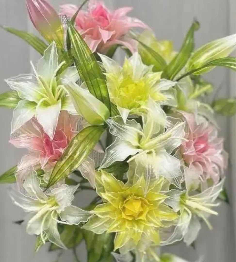 アメリカンフラワー　ディップフラワー　NO.170（八重咲百合・百合・グリーン）