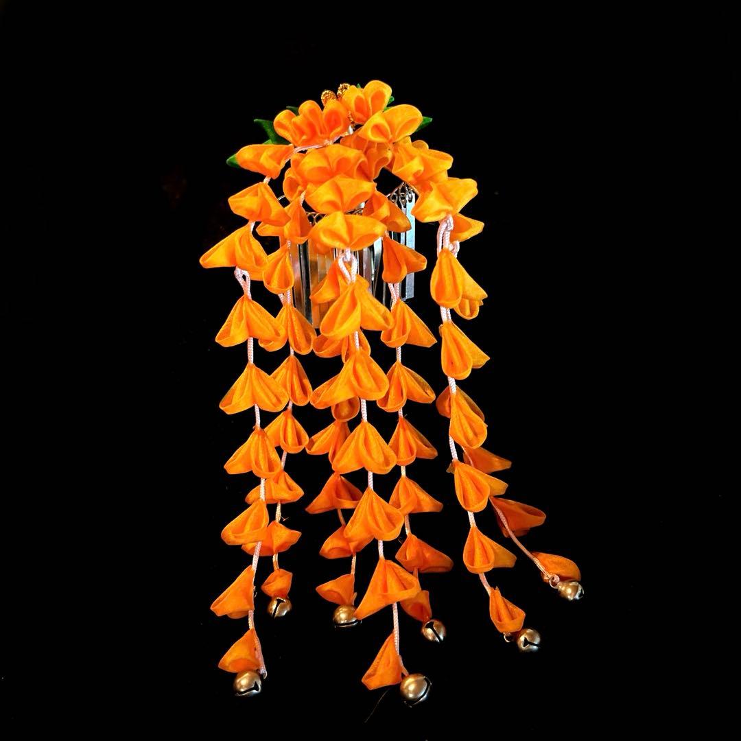 日本髪 髪飾り 七五三(5～7歳) 橙色