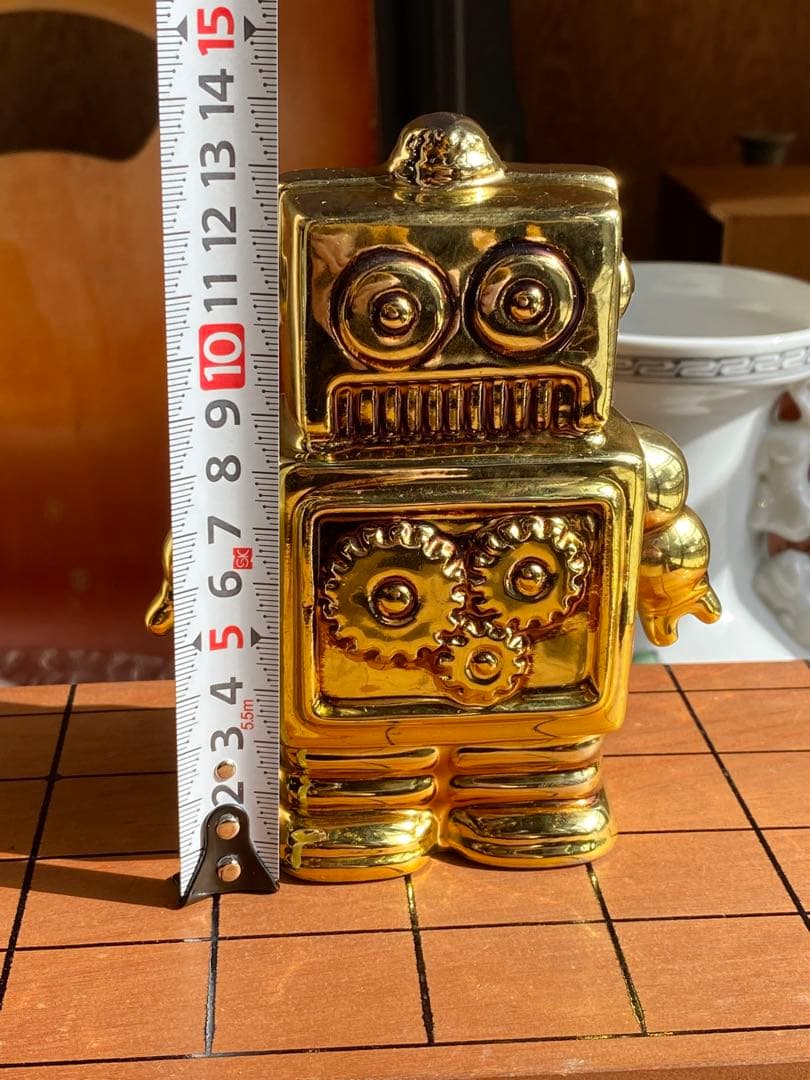 ゴールドロボット置物 貯金箱 レトロ フィギア フィギュア