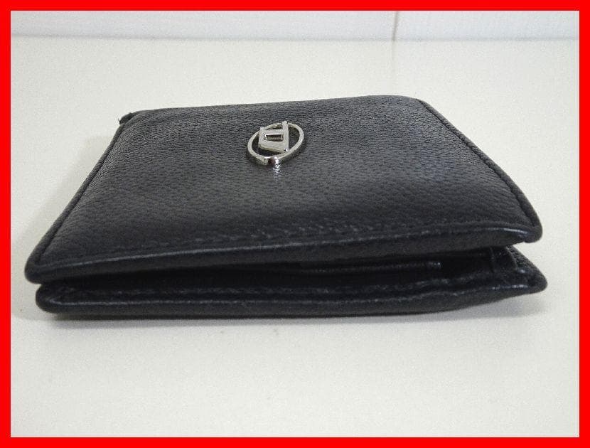 DIESEL　 ディーゼル　二つ折り財布　ロゴ　革　黒　Mイ-198