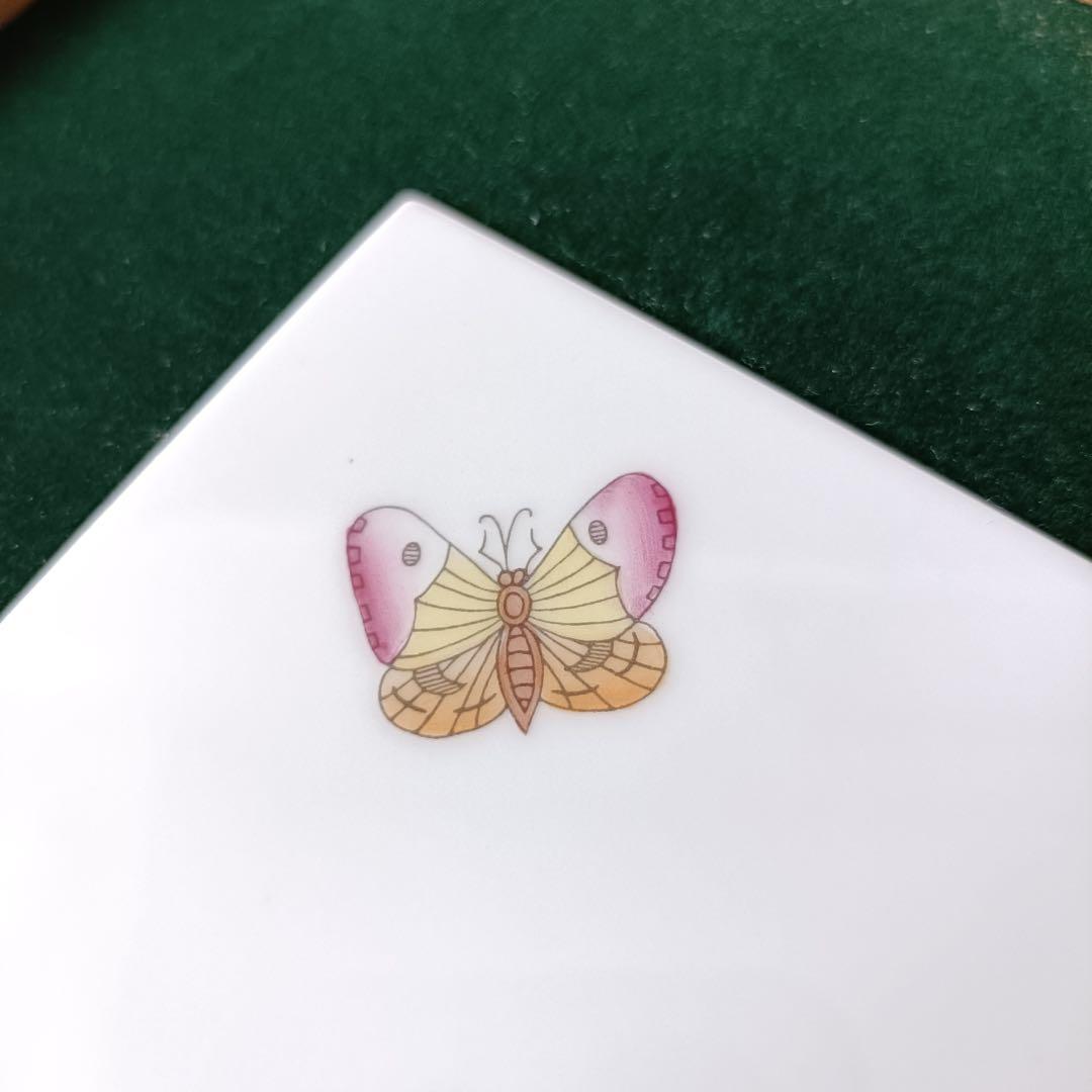 ヘレンド 花と蝶 陶板画 額装 HEREND